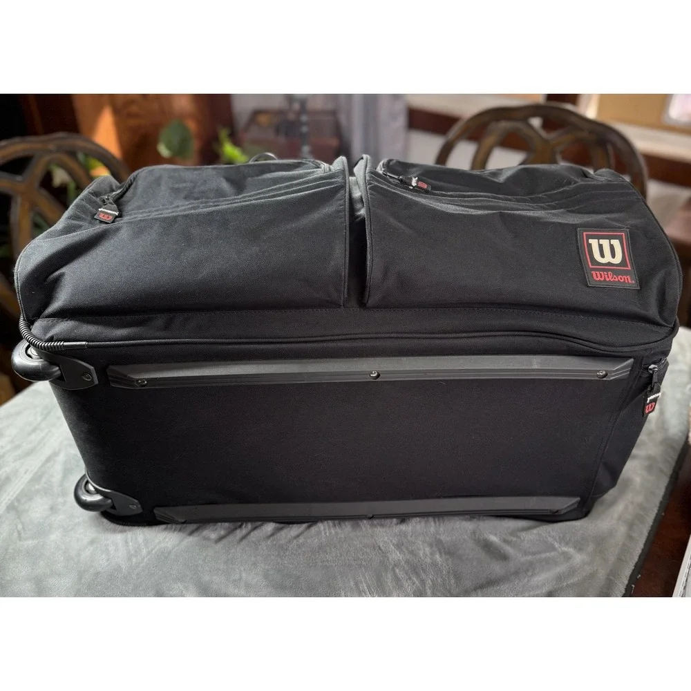 Wilson Black Rolling Duffel Bag Large Wheeled Travel Luggage Sports Gear